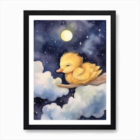 Baby Duckling 2 Sleeping In The Clouds Art Print