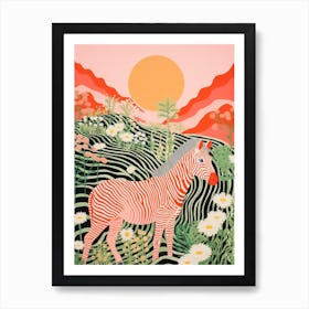 Zebra Line Illustration 2 Art Print