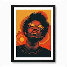 Retro Vintage Black Man 70's Aesthetic Art Print