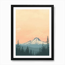 Mount Washington Usa Color Line Drawing (2) Art Print