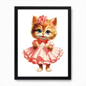 Vintage Cat On A Dress Kitsch 5 Art Print