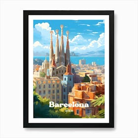 Barcelona Spain Cityscape Travel Art Art Print