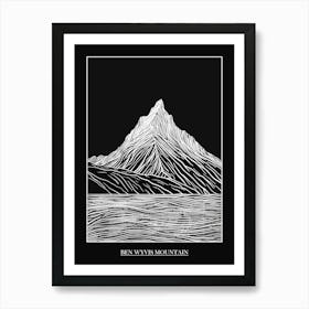 Ben Wyvis Mountain Line Drawing 2 Poster Art Print