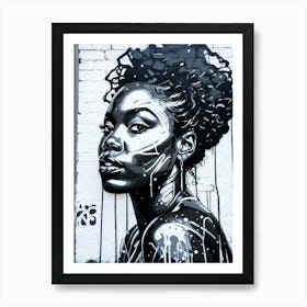 Graffiti Mural Of Beautiful Black Woman 129 Art Print