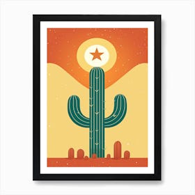 Cactus In The Desert Illustration 1 Art Print