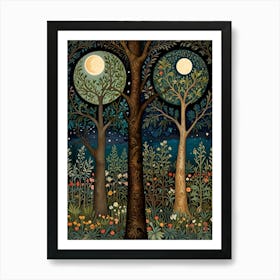 William Morris Two Trees At Night Art Print