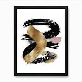 Gold And Black Letter S 1 Art Print