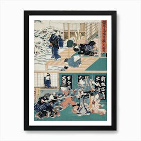 Act Ix Oishi Disguises Yuranosuke As A Komusō (Flute Playing Monk); Oishi Attacks Honzō For Having Brought Abo Art Print