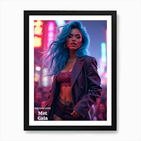 Blue Haired Woman Art Print