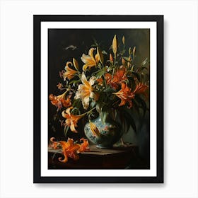 Baroque Floral Still Life Gloriosa Lily 2 Art Print