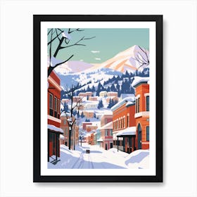 Retro Winter Illustration Aspen Colorado Art Print