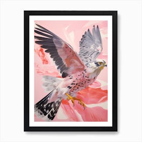 Pink Ethereal Bird Painting Eurasian Sparrowhawk 2 Art Print