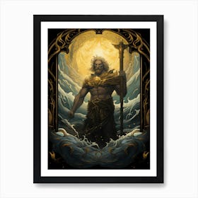  An Illustration Of The Greek God Poseidon In Art Deco 4 Art Print