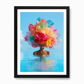 "Surreal Floral Poolside Scene' Art Print