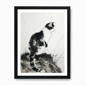 Cat Sitting On A Rock Art Print