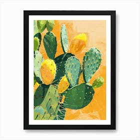 Lemon Ball Cactus Minimalist Abstract Illustration 1 Art Print