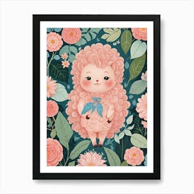 Pink Kawaii Lamb Art Print