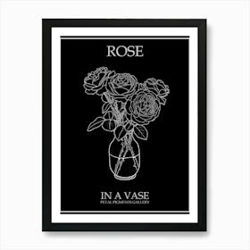 Rose In A Vase Line Drawing 5 Poster Inverted Art Print
