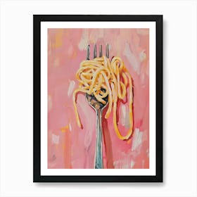 Pasta Forks Kitchen Spaghetti Lover Pink Aesthetic Art Print