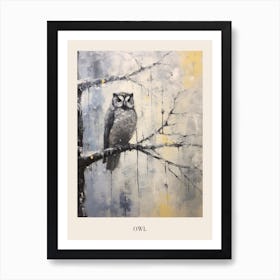 Vintage Winter Animal Painting Poster Owl 3 Art Print