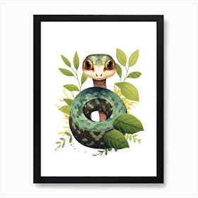 Watercolour Jungle Animal Baby Bushmaster Snake 4 Art Print