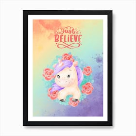 Just Believe Unicorn 1 Art Print