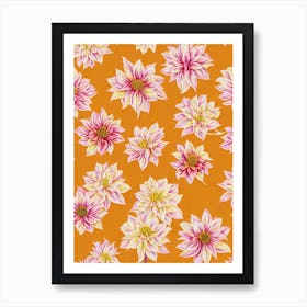 Dahlia Imperialis Floral Print Retro Pattern 1 Flower Art Print