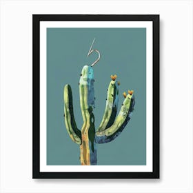 Fishhook Cactus Minimalist Abstract Illustration 2 Art Print