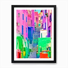 Port Of Tangier Morocco Retro Risograph Print harbour Art Print