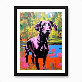 A Painting Of A Dog In Brooklyn Botanic Garden, Usa In The Style Of Pop Art 02 Art Print
