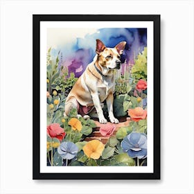 Dog In The Garden Art Print