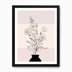 Flowers In A Vase Illustration Art Print