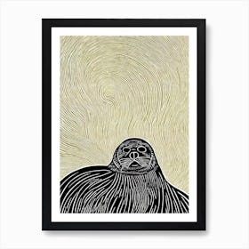 Ringed Seal Linocut Art Print