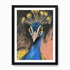 Peacock Portrait Sketch 3 Art Print