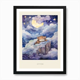 Baby Otter 1 Sleeping In The Clouds Nursery Poster Art Print