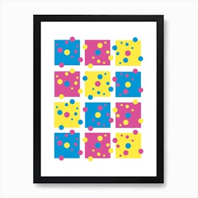 Blue Pink Yellow Geometric Art Print