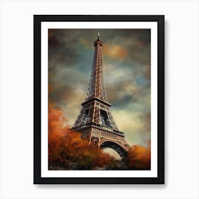 Eiffel Tower Paris France Oil Painting Style 16 Art Print