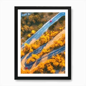 Aerial View Of A Winding Road Art Print