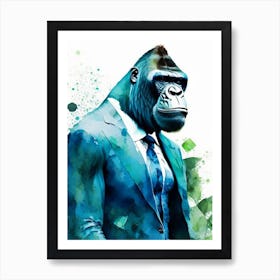 Gorilla In Suit Gorillas Mosaic Watercolour 1 Art Print