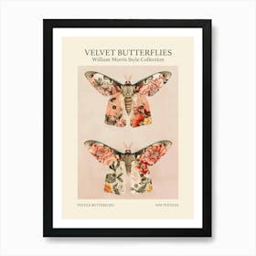 Velvet Butterflies Collection Textile Butterflies William Morris Style 1 Art Print