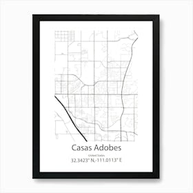 Casas Adobes,United States Minimalist Map Art Print