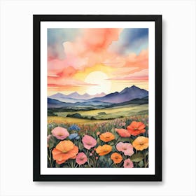 Sunset Poppies Art Print