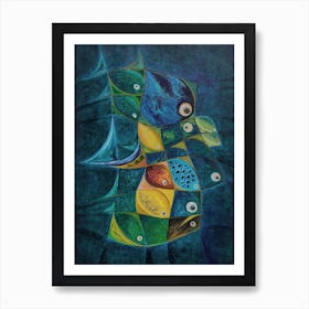 Wall Art With Shoal of Fish, Abstract Inspired by Nature Art Print