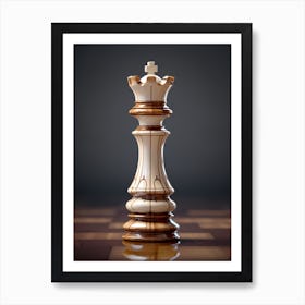 Chess Piece On Chessboard Affiche