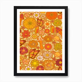 Warm Flower Power Art Print