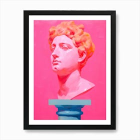 Contemporary Abstract Statue Painting, Abstract Pink Bust Art, Greek Bust Print, Trendy Modern Art, Lounge Wall Decor, Minimal Wall Decor Art Print