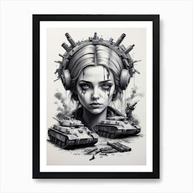 'The Girl With Tanks' Art Print