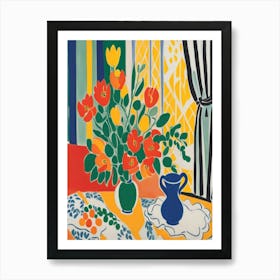 Flowers In A Vase Matisse Style 1 Art Print