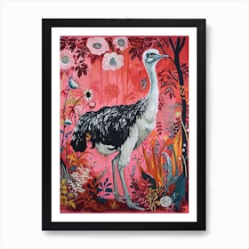 Floral Animal Painting Ostrich 1 Art Print