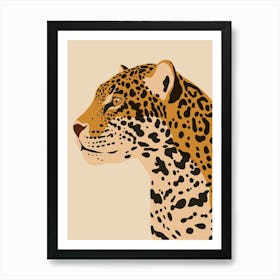 Jungle Safari Jaguar on Cream Art Print